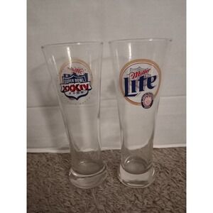 2 Miller Lite Super Bowl XXXIV Pilsner Glasses